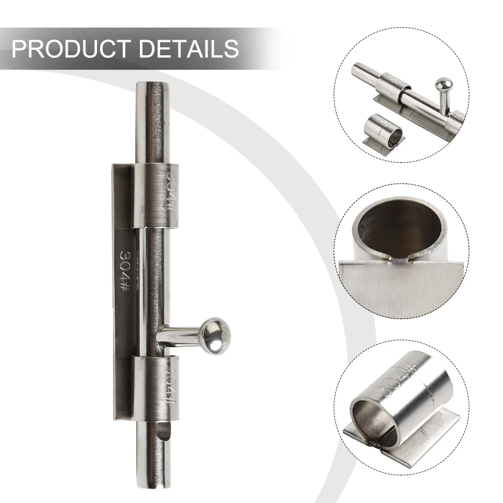 

1PC 304 Stainless Steel Door Latch Long Silver Door Bolt Surface Mounted 8 Inches Gate Safety Lock Home Hardware