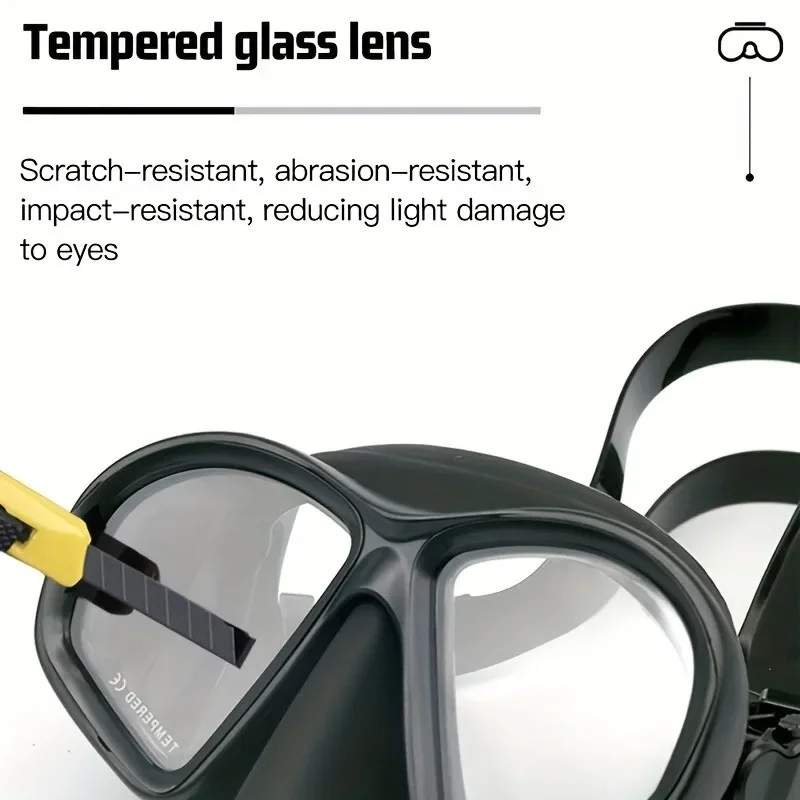 Freediving Mask Two-Window Tempered Glass Waterproof Anti-Fog Electroplated Snorkel Camera Mount
