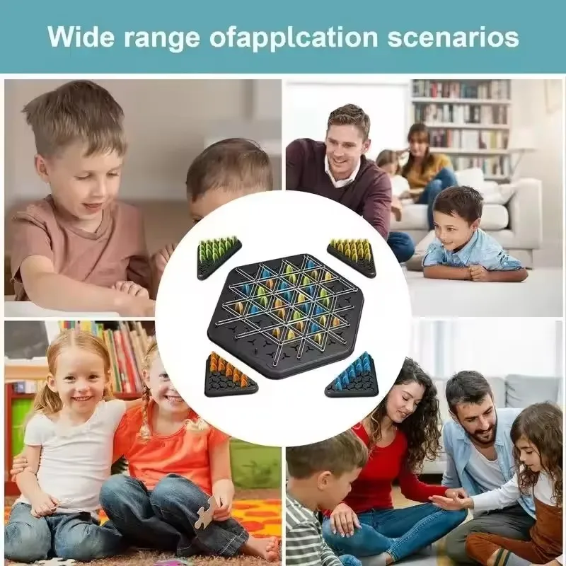Geometry Chain Chess Puzzle Triangle Chess Game Rubber Band Training Family Interaction Exercise Thinking For Kids Gifts