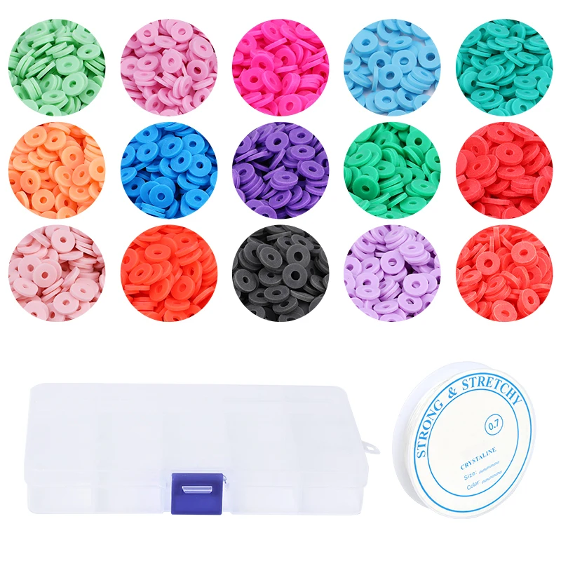 

Fenrry 6mm Flat Round Polymer Clay Beads Loose Spacer Handmade Clay Beads for DIY Jewelry Making DIY Bracelets Accessories