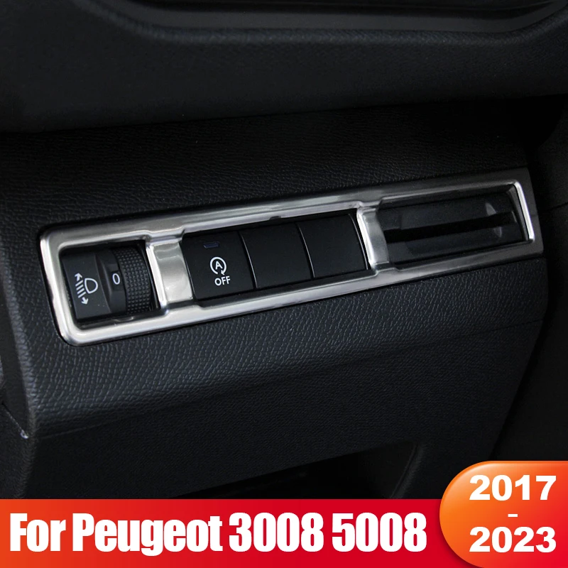 Per Peugeot 3008 5008 Gt 2017 2018 2019 2020 2021 2022 2023 3008Gt Hybrid Car Pulsante Di Regolazione Del Faro Trim Cover Accessori