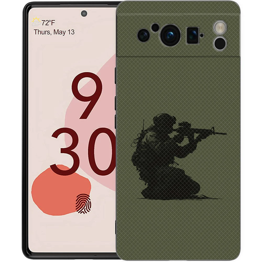 Luxury Black Soft TPU Phone Case with Army Soldier Tactical Insignia Design