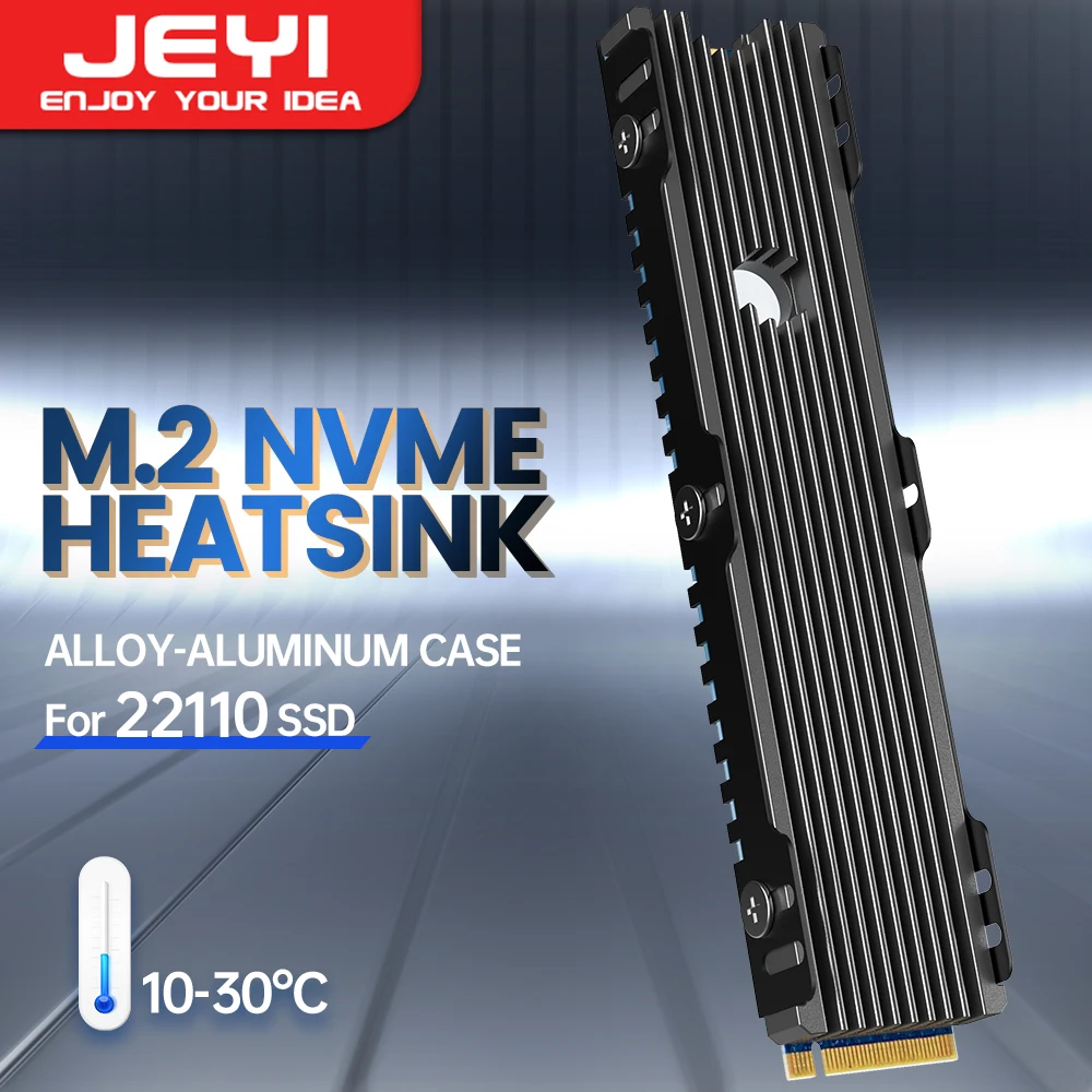 Jeyi-nvme Radiador com Almofada Térmica do Silicone Dissipador Liga de Alumínio Ps5 M.2 Pcie Sata Ssd Eficiente 22110
