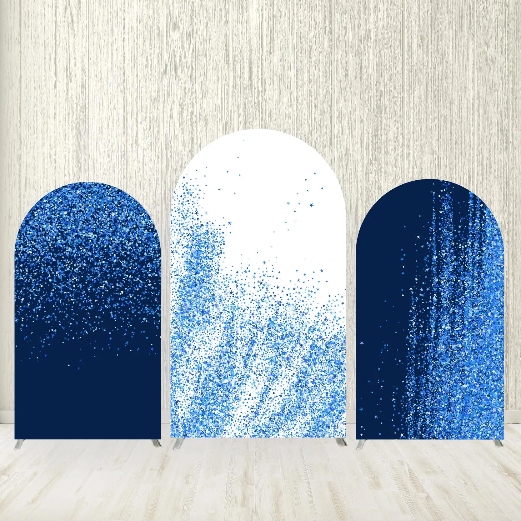 

Arched Covers Glitter Bule and White Design Birthday Party Backdrop Supplies Baby Shower Photo Shooting Background Balloon Decor