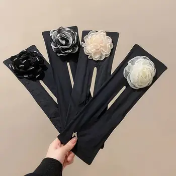 صانع كعكة دونات مرنة ، زهرة كاميليا كبيرة ، مشابك تجعيد كسول ، ربطة شعر فرنسية ملتوية ، إكسسوارات تصفيف الشعر