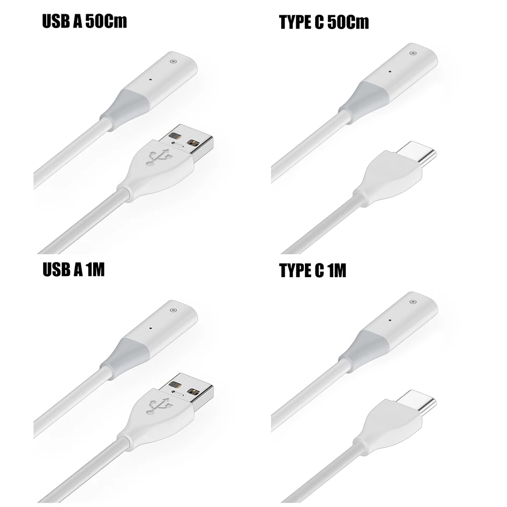 Stylus Charger Wire USB A/Type-C Charging Cable Cord Male To Female Extension with Indicator Light for Apple Pencil Generation 1