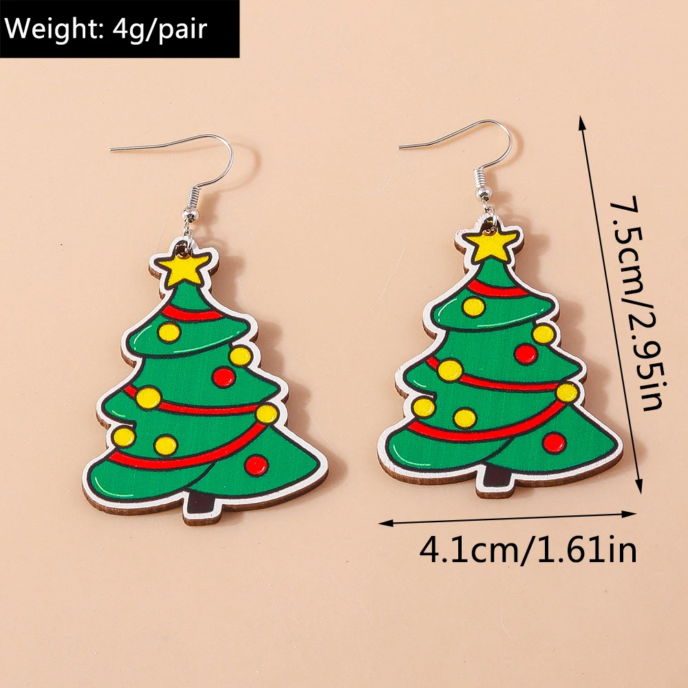 Aihua Neue Weihnachtsohrringe aus Holz für Frauen, niedlicher Weihnachtsmann, Schneemann, Schneeflocke, Hirsch, Baum, Ohrringe, Neujahrsparty, Schmuck, Geschenke – Detail 37