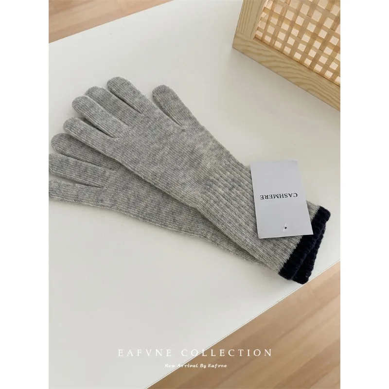 Korean Touch Screen Knitted Gloves Women Winter Warm Woolen Gloves Outdoor Thicken Riding Mitten Unisex Christmas Work Gloves