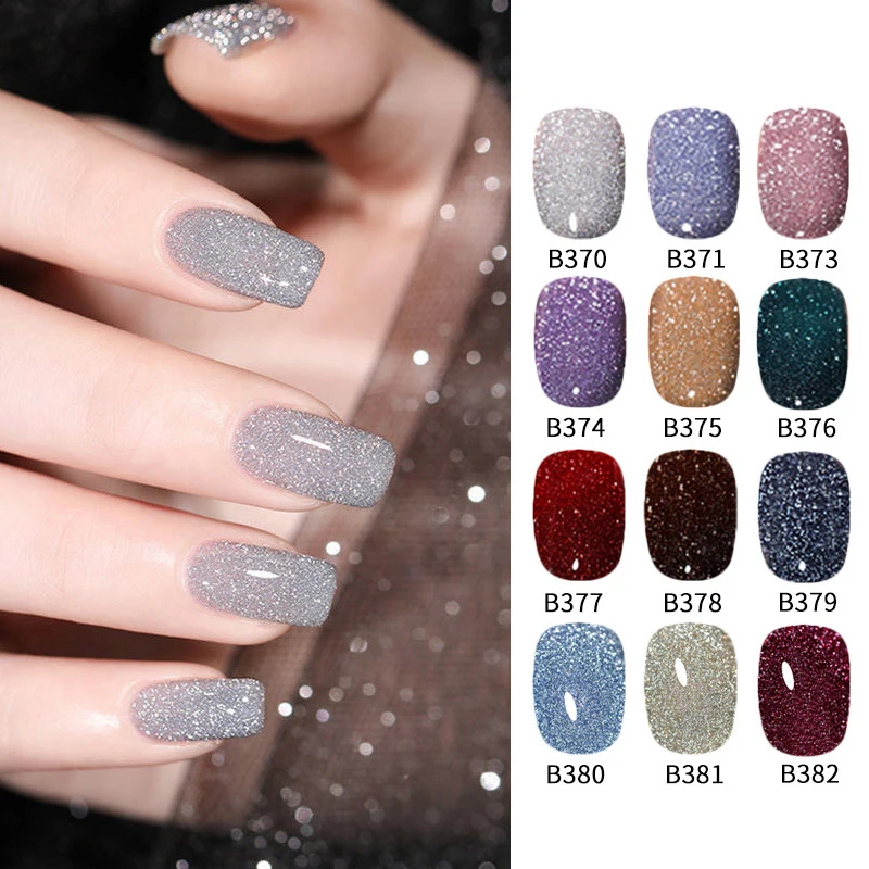 

8ml Glitter Gel Nail Polish Sparkly Sequins UV LED Soak Off Varnish For Manicure Semi Permanent Nail Art Gel Polish
