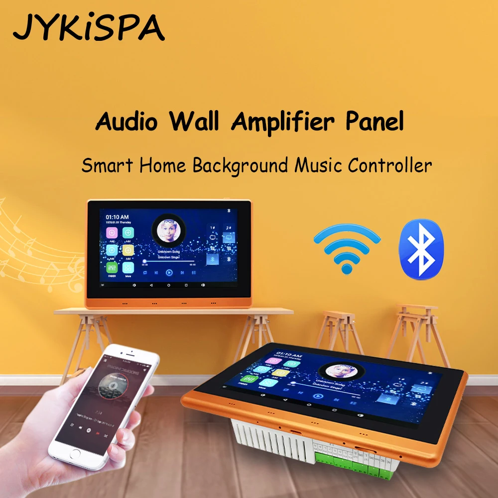 Smart WIFI Wall Amplifier 7inch Touch Screen Bluetooth Android System Home theater Metal frame Music Player support 485port for 3 7inch ls037v7dw01 lcd screen display touch screen digitizer fully tested