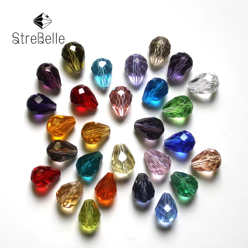 

200pcs Multi-Color AAA Quality 10x8MM Crystal Tear Drop Shape Beads Glass Loose Spacer Round Teardrop Bead For Jewelry Making