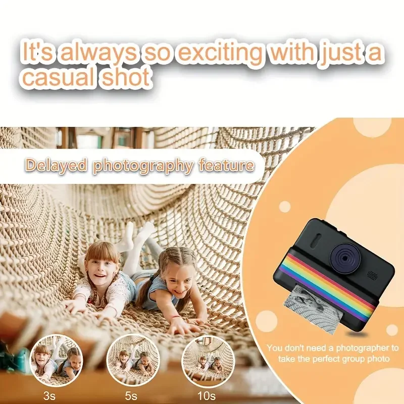 Fotocamera Istantanea Per Bambini 12MP – Stampa Termica Da 2 Pollici, Schermo HD IPS, Batteria 800 MAh, In ABS (32GB)