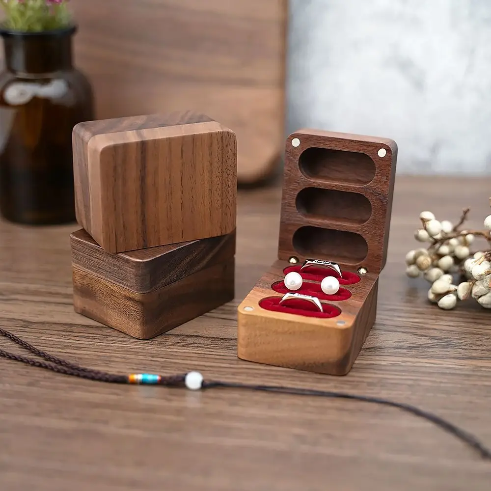 Box Travel Solid Color Earrings Holder Case Antique Chinese Style Storage Boxes Earrings Rings Organizer Wooden Jewelry Boxes