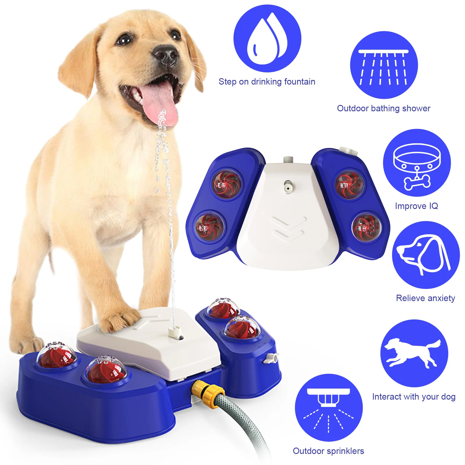 DogSprinklerToyPawActivatedPuppyWaterFountainDogsDrinkingStep