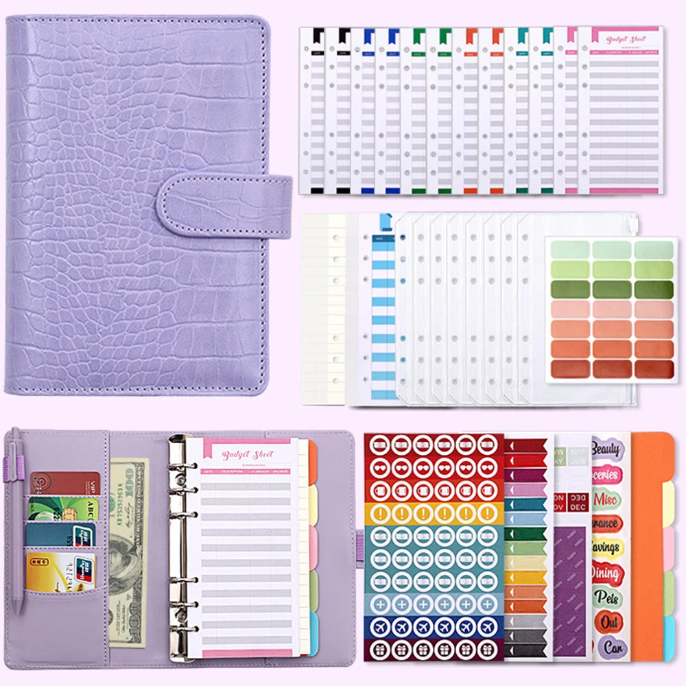 Classeur de Budget A6 Francais, Budget Planner avec 12 Pochettes Depenses  avec Pochettes Souple Transparentes à Fermeture Éclair