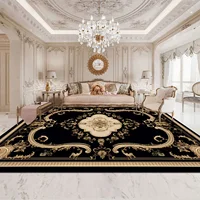 Large Area Black Persia Carpet for Living Room Decoration Home Sofa Table Area Rug Bedroom Cloakroom Floor Mat Non-slip Washable 1