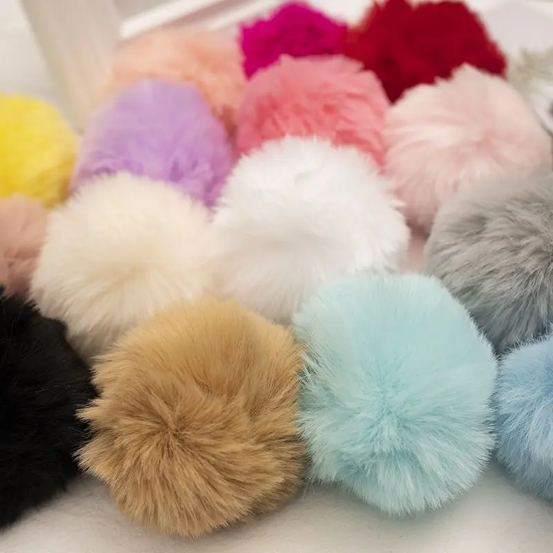 Faux Rex Rabbit Furballs Pompom 6cm 8cm Artificial Fluffy Soft