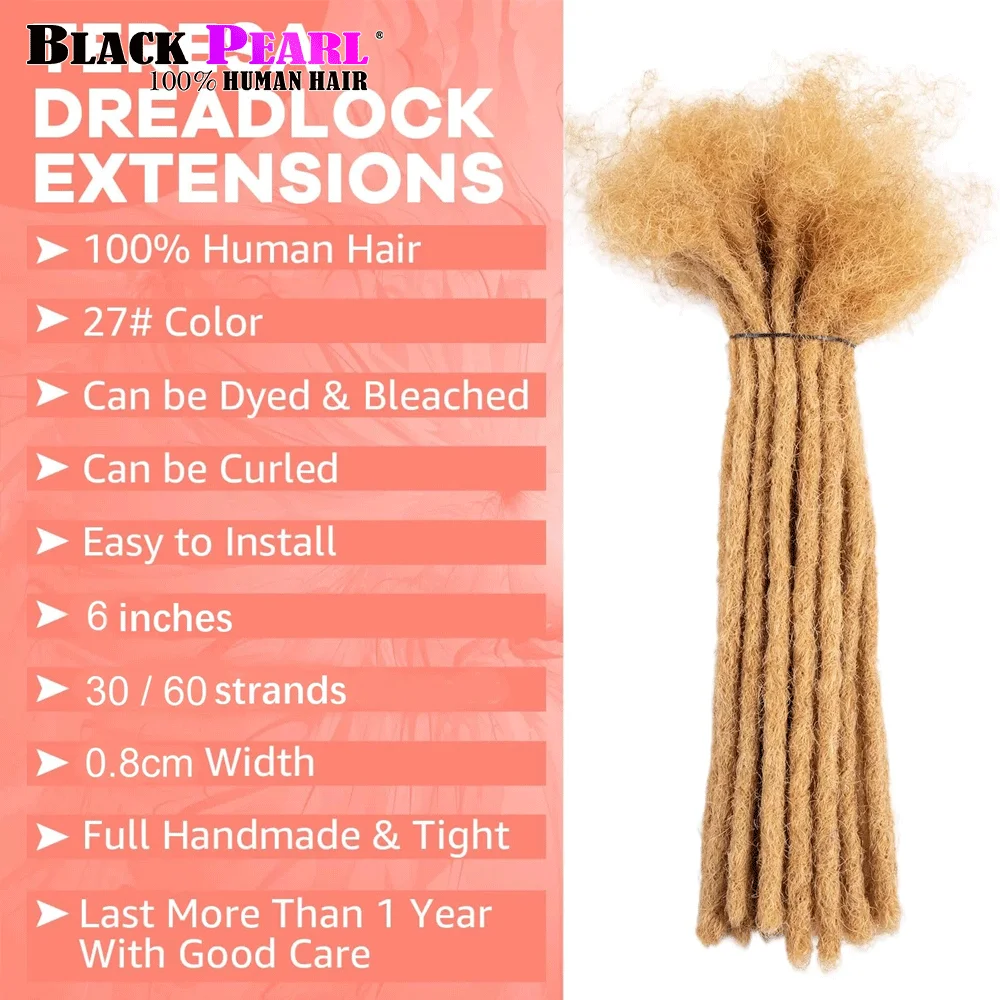 Honey Blonde Human Hair Dreadlock Extensions 0.8cm width 6 Inch 30 Roots Loc Extensions Human Hair Dreadlocks Extensions