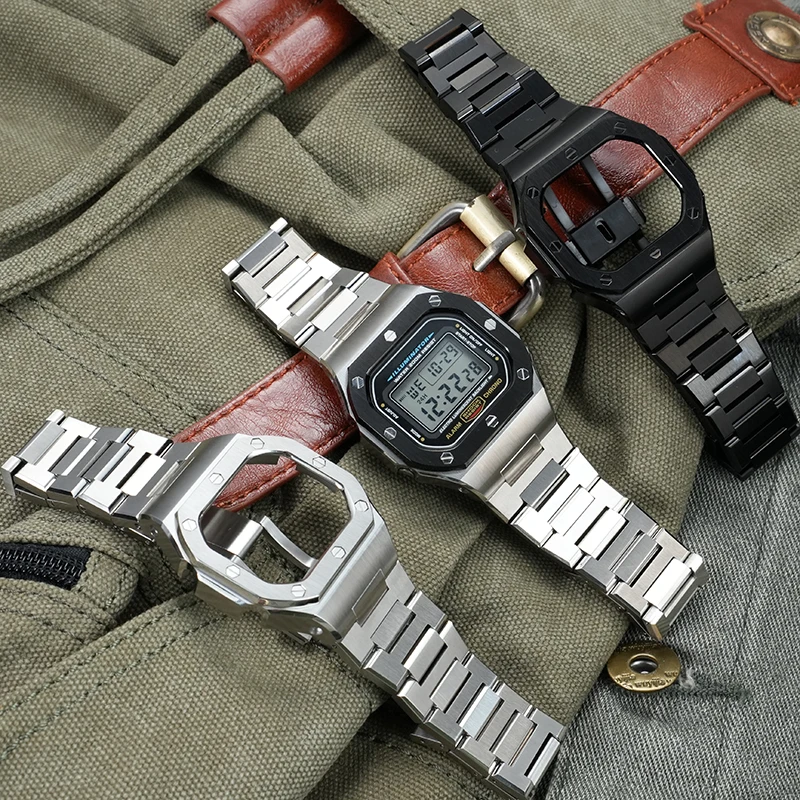 Stainless Steel Mod Kit Case Strap f G-SHOCK 5600 5610 Series