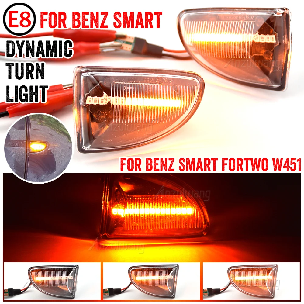 

LED Dynamic Car Blinker Side Mirror Marker Turn Signal Lights Lamp Accessories For Smart Fortwo 451 MK1 MKII 2007-2015
