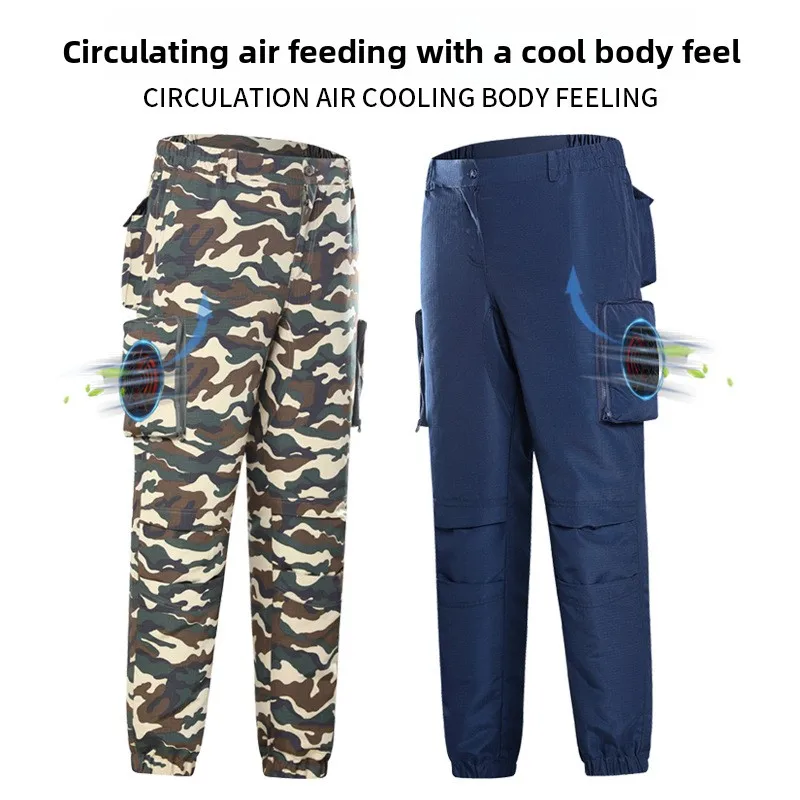 Men Cooling Work Pants with Fan - Outdoor Construction Air Conditioner Trousers USB Rechargeable for Summer Labor Protection