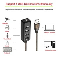 4Ports USB 2.0 HUB Extension Cable Male to Female Active Repeater Built-in IC Chipset Dual Shielded 3M 5M 10M 15M 2