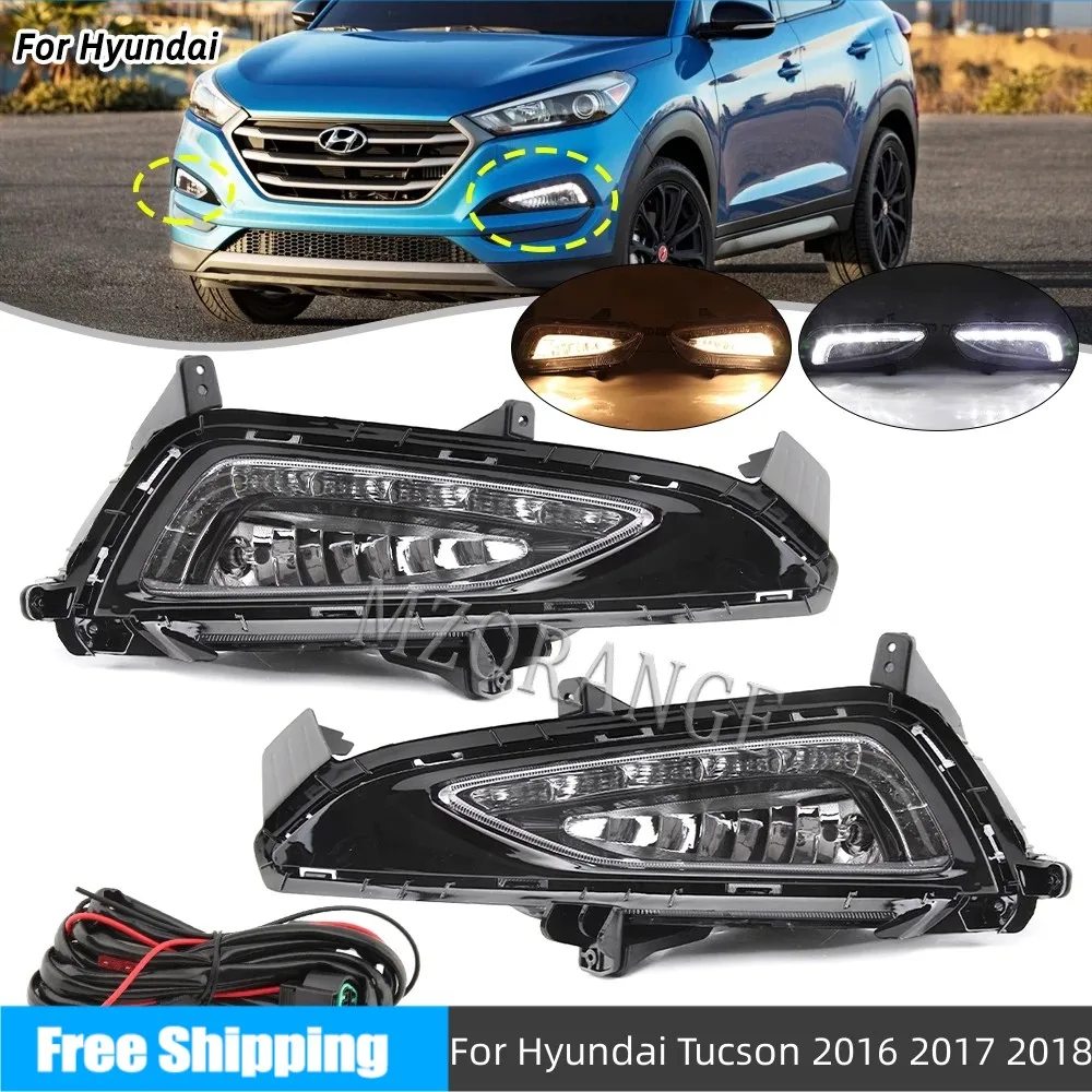 For Hyundai Tucson 2016 2017 2018 1 Set Led Drl Headlight Foglights