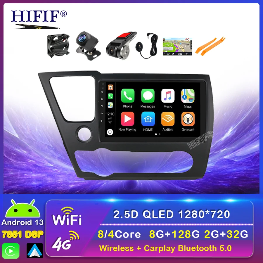 

CarPlay Android 13 4G+64G Car Radio Multimedia Player For Honda Civic 9 2013 - 2016 GPS No 2Din 2 Din Dvd