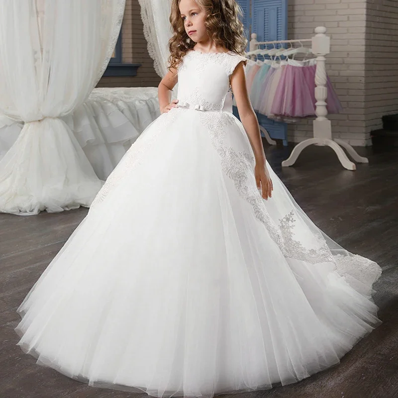 Summer Teenager Bridesmaid Dress Kids Clothes For Girls Children Retro Lace Princess Girl Party Wedding Evening Vestidos girls dress princess costume