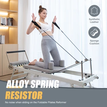 Attrezzatura per macchina riparatrice per pilates con molla, riparatore per pilates pieghevole, capacità di peso fino a 300 libbre
