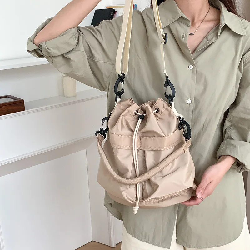 

Повседневная Холщовая Сумка-тоут для женщин, сумочка из нейлоновой ткани на шнурке, индивидуальная женская сумка через плечо с большой вместимостью