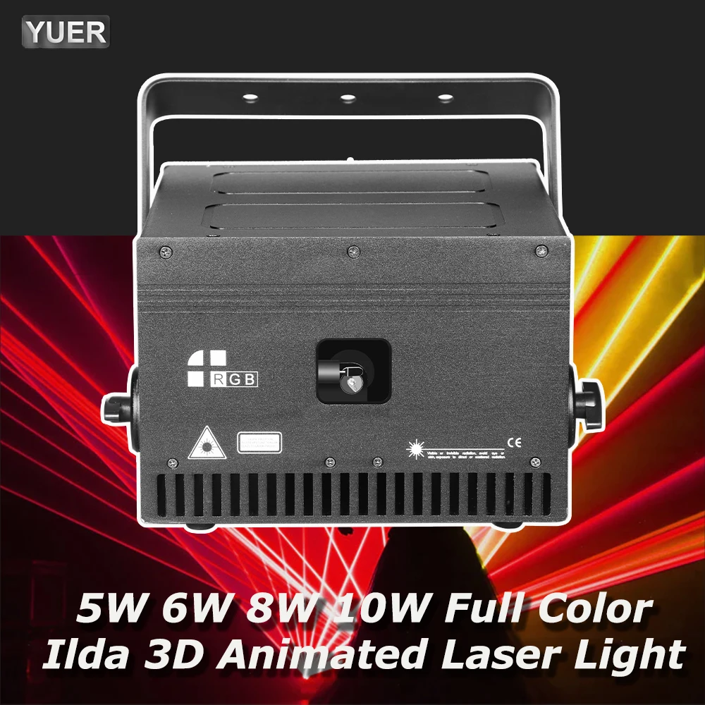 Nuovo 5W 6W 8W 10W Rgb Proiettore Di Luce Laser Professionale 3D Animazione Scanner Laser Dj Disco Party Natale Matrimonio Stage Effect