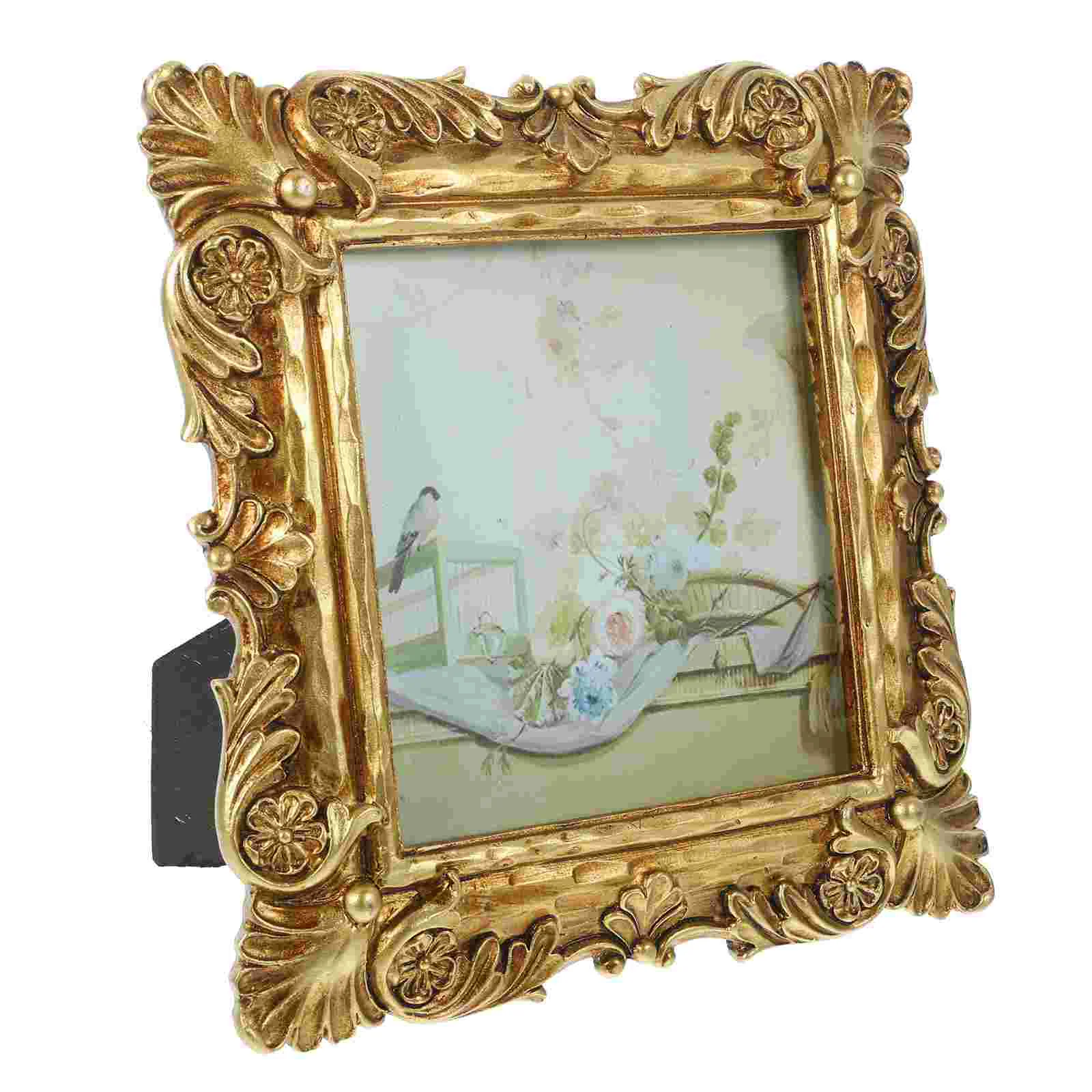 

Plant Decor European Retro Resin Photo Frame Small Picture Display Vintage Wall Desk Props Frames