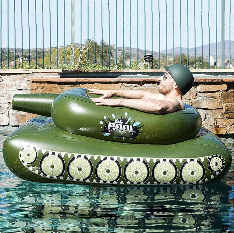 Battle Tank Shaped Inflatable Swimming Pool Toy With Free Water Gun| Outdoor Hot Tubs
