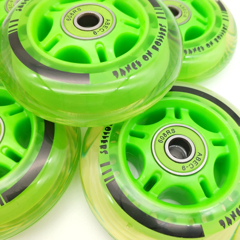 Roller Skating Wheels skate wheel roller wheel transparent green 78a bearing 608 8 wheels/lot