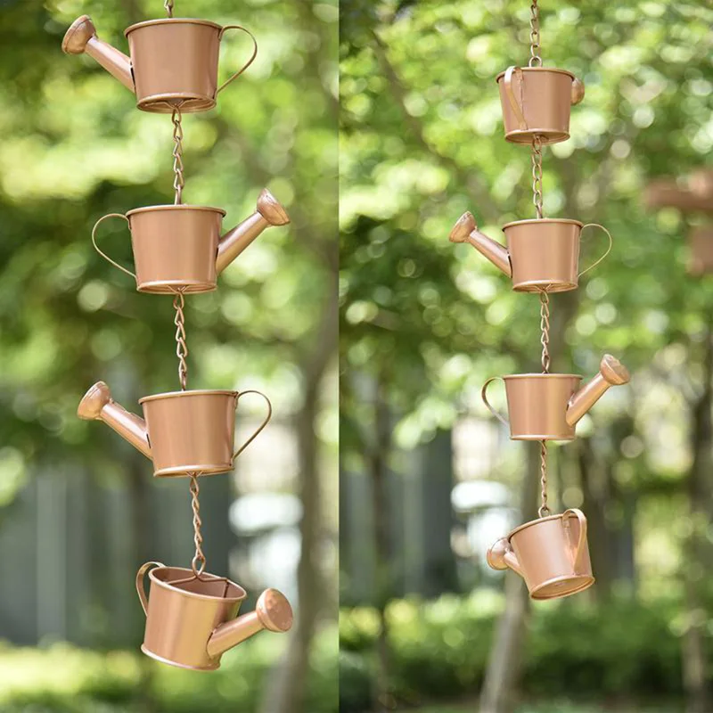 Metal Rain Chain Decor Hanging Bell/Kettle Decorative Rain Catcher Pendant For Home Outdoor Garden Gutter Roof Downspout Tool stainless steel chains