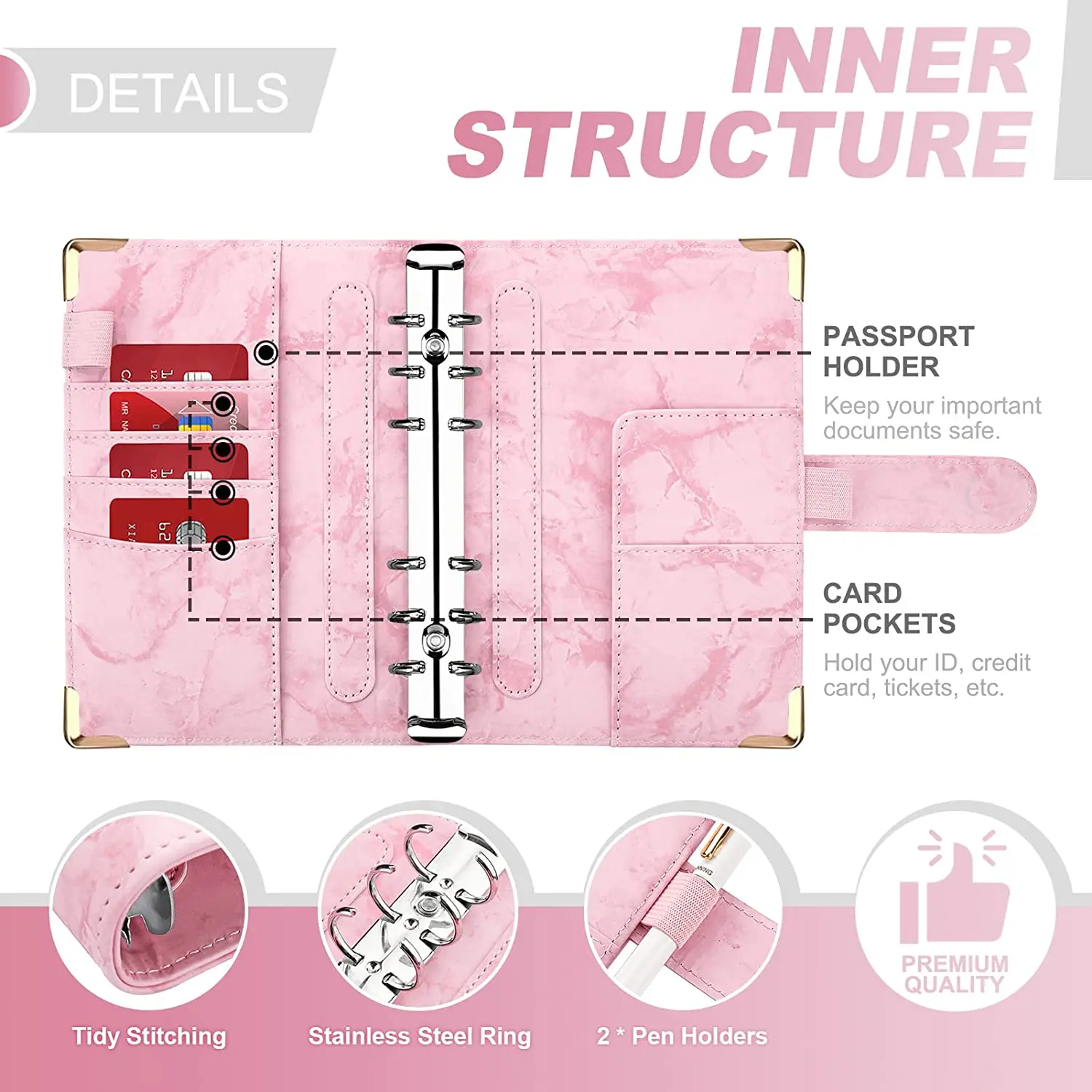 A6 Money Saving Organizer PU Leather Budget Binder Marble Notebook Budgets Planner 2023 Envelope Office School Supplies 2