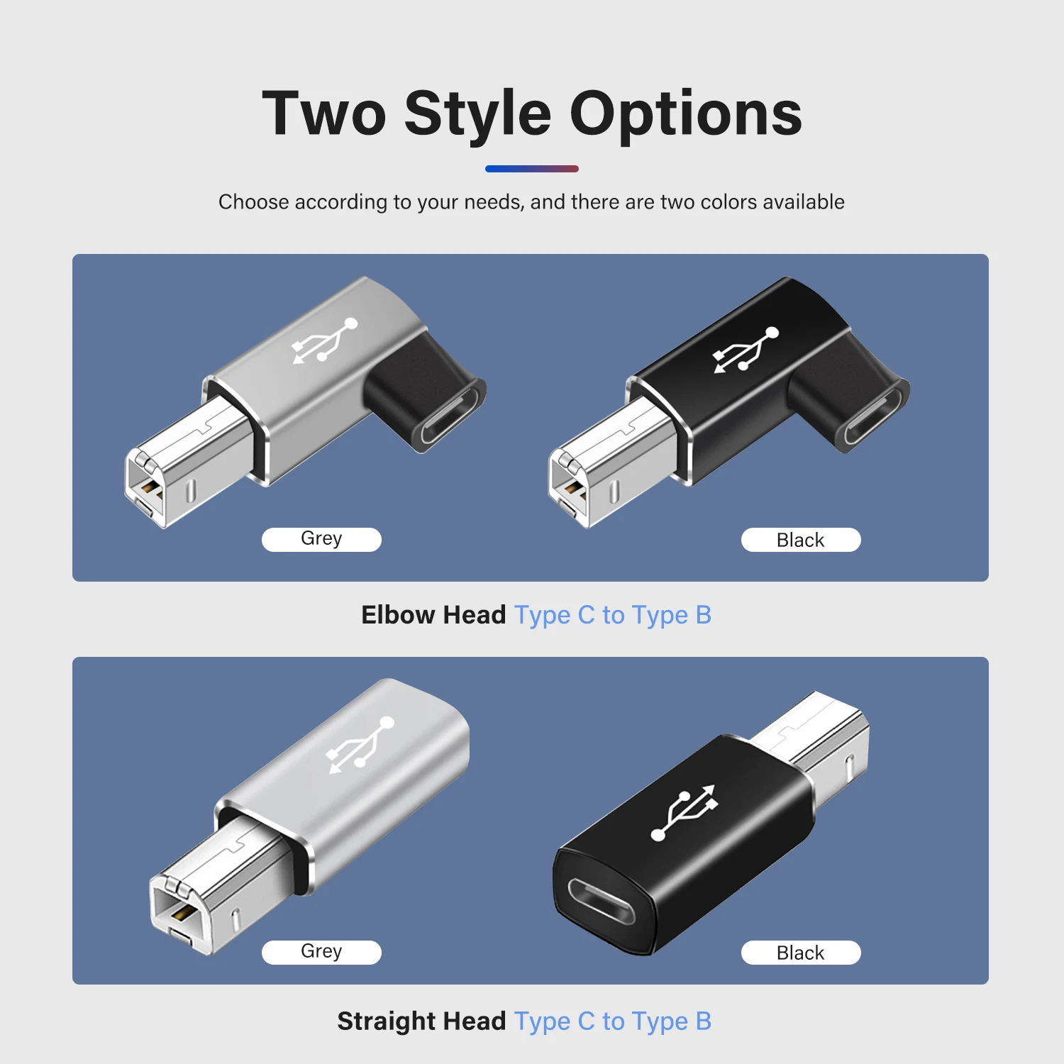 USB Type C Female to USB B Male Adapter for Data Transfer and Converter Applications