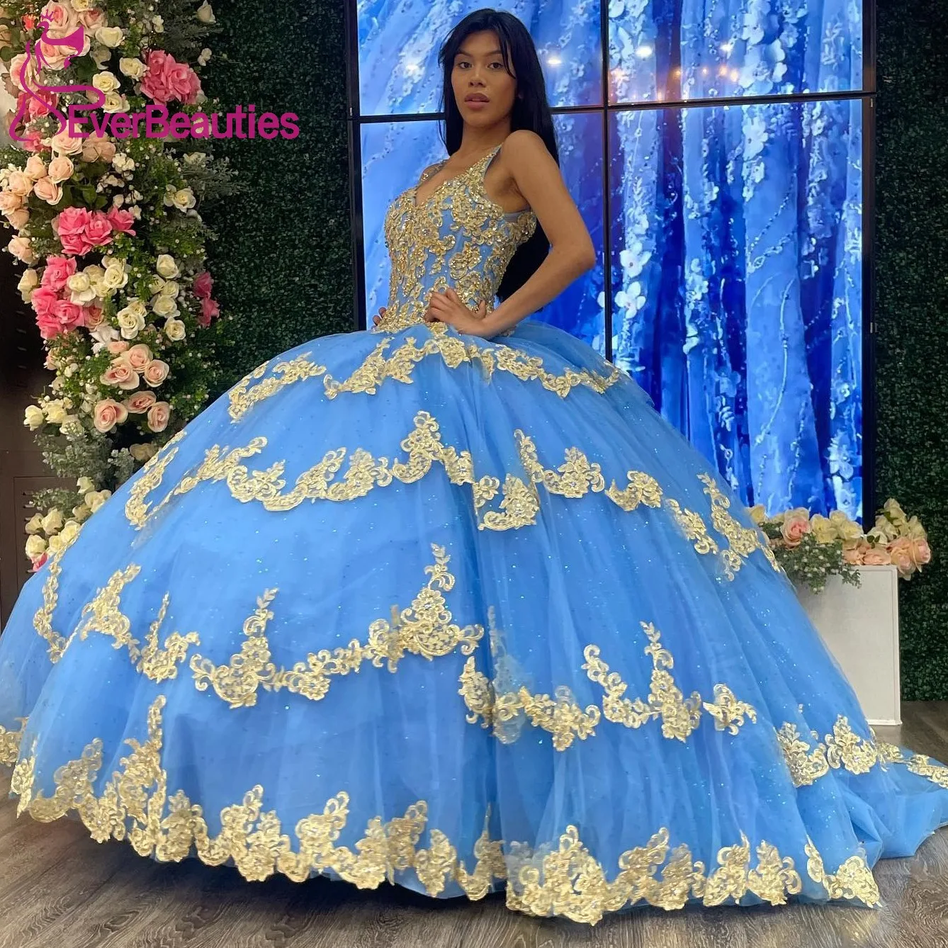 

Off Shoulder Quinceanera Dresses for Women Tulle Lace Appliques Sweet 16 Vestidos De 15 Quinceañera Ball Gown Prom Dresses Long