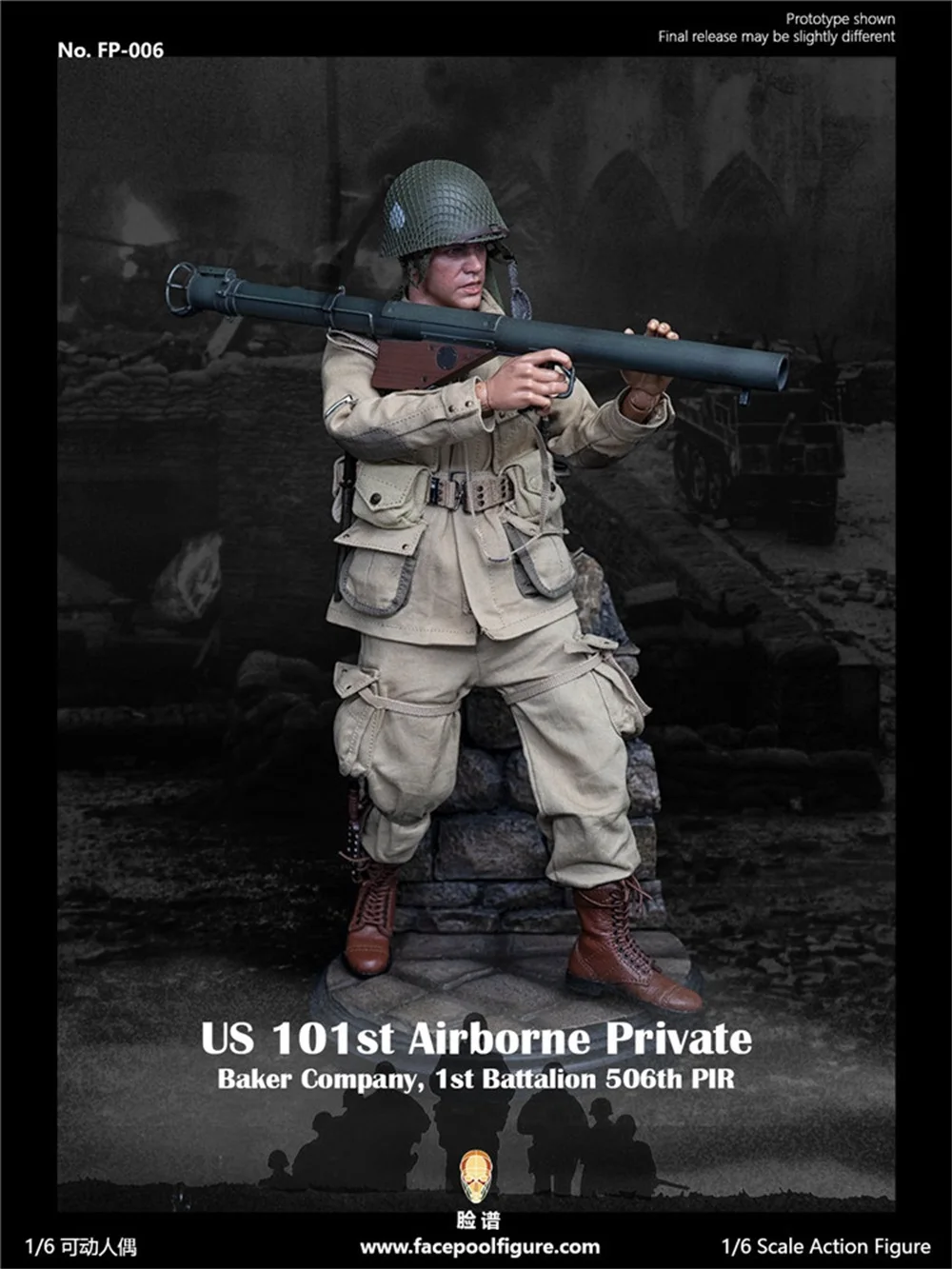 

Лицевая фигурка 1/6, военный спецназ FP006 Второй мировой войны США 101st, специальный первый батальон Райан, оружие Базука, гирлянда, пистолет из ...