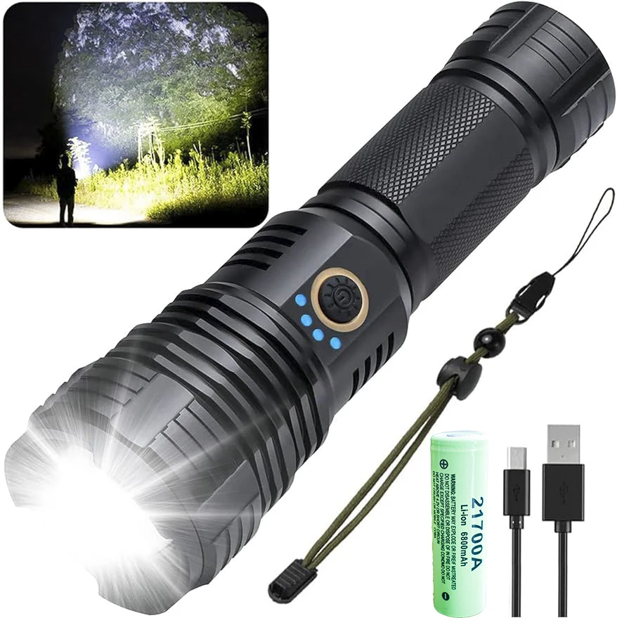

Super Flashlight LED Rechargeable Flashlights High Lumens 100000 Lumens Zoomable Waterproof Flashlight Emergencies Camping
