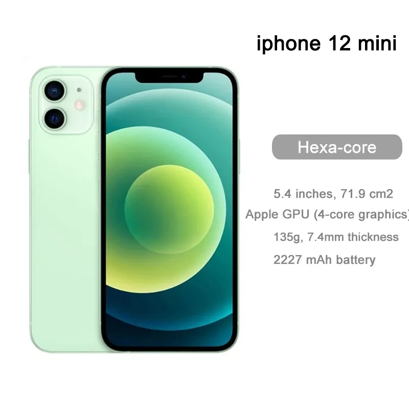Apple-smartphone iPhone 12 Mini 5G LTE, 4GB, 64/128/256GB, IOS, A14, Bionic, Hexa Core, 5,4 pulgadas, Dual, 12MP