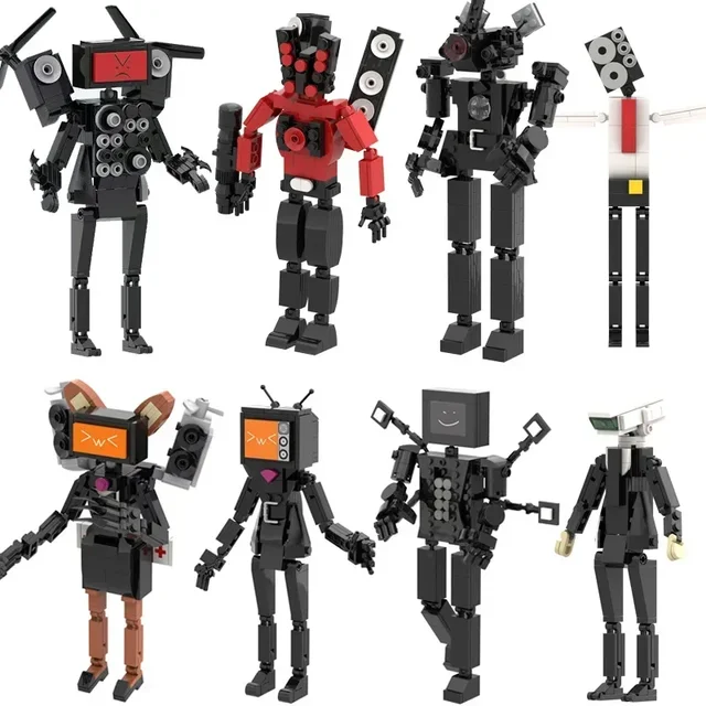 MOC Skibidi 변기 오디오 맨 및 카메라 타이탄 맨 빌딩 블록 장난감, DIY 벽돌 장난감 세트, 어린이 생일 크리스마스 선물