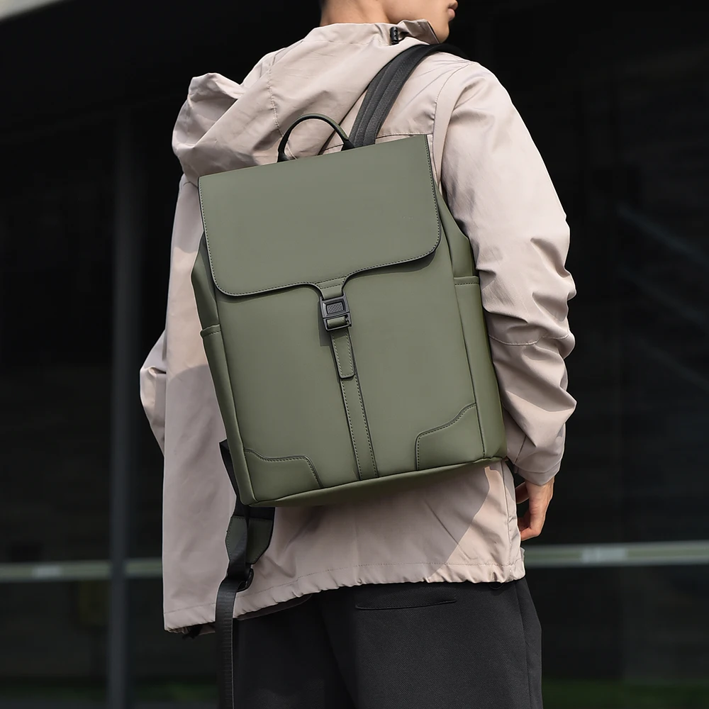 Men's Olive Green Minimalist Backpack, Suitable for Work, Travel and Daily Commute, Durable & Roomy