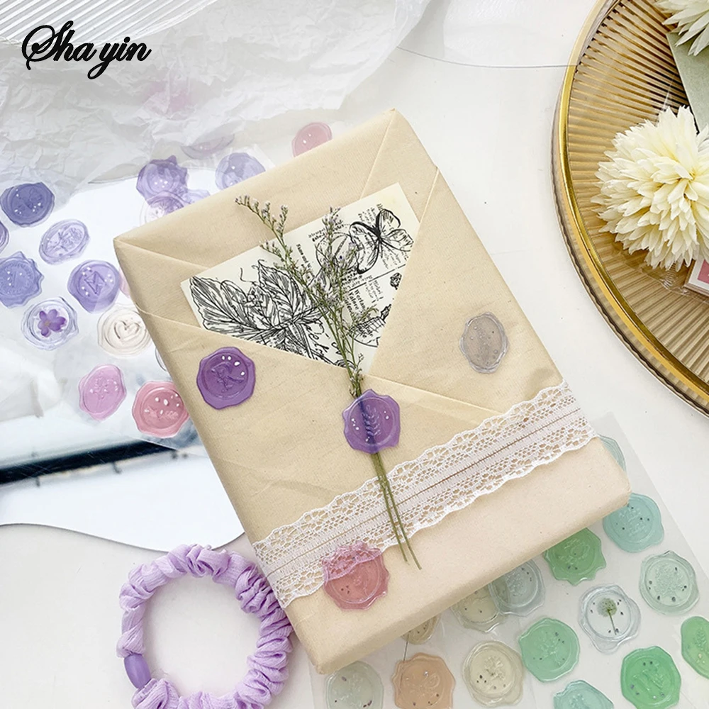 Decorative Stickers 18pcs Vintage Wax Seal Stickers Transparent For Wedding Invites Scrapbooks DIY Crafts