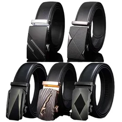 Men's Automatic Buckle Belt Genuine Trend Fashion Famous Brand Luxury Work Business Designer Ladies Denim Belt Length 110-125cm