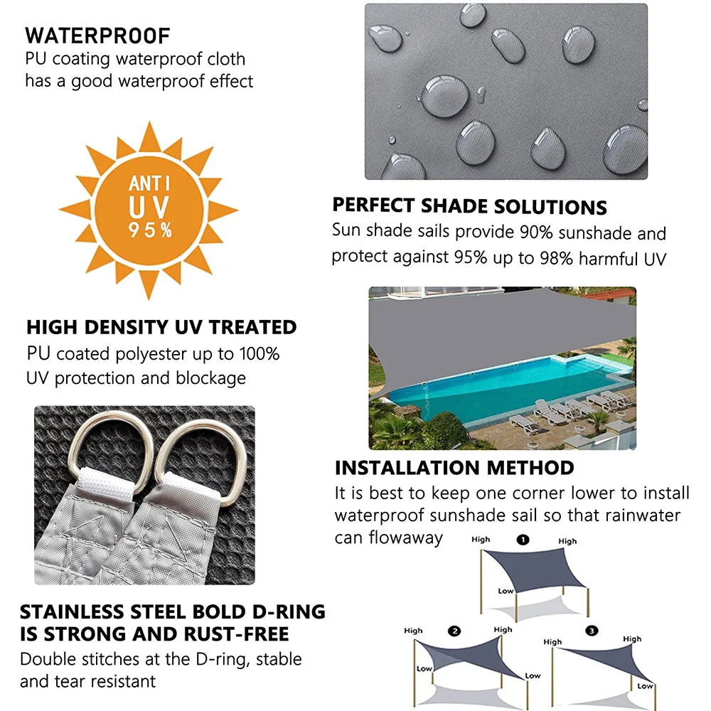 Waterproof Triangle Sunshade Protection Canopy