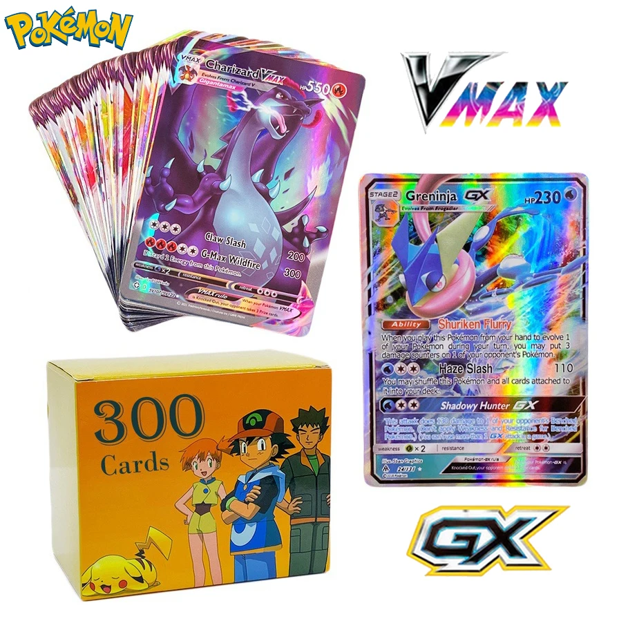 

54-300Pcs Pokemon Cards 300 V MAX 300 GX Best Selling Children Battle English Version Game Tag Team Shining Vmax Collection Card