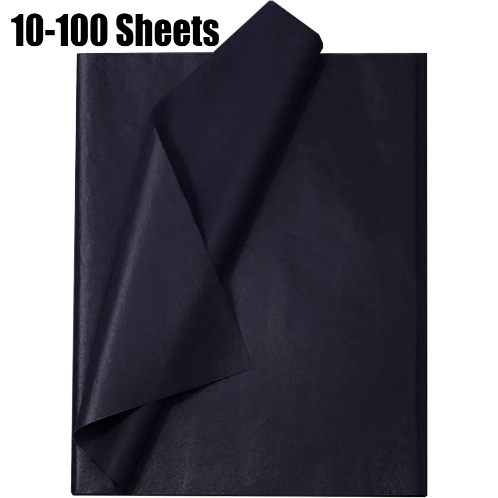 10-100 Sheets Black Tissue Paper for Packaging Gift Wrapping Craft Papers Bulk for DIY Artworks Flower Decoration