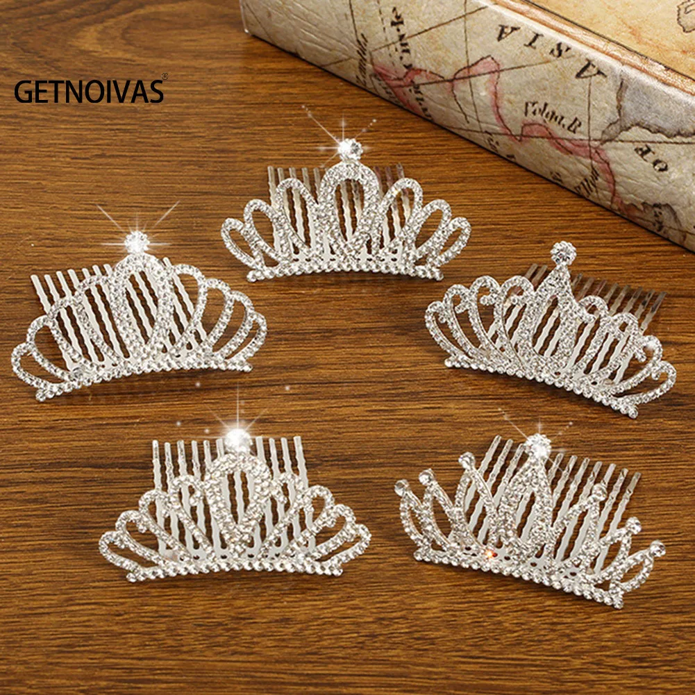 Mini Tiara Hair Clips Princess Crown Comb Hair Jewelry Accessories for Princess Party Girls Children Hair Ornaments Gifts SL